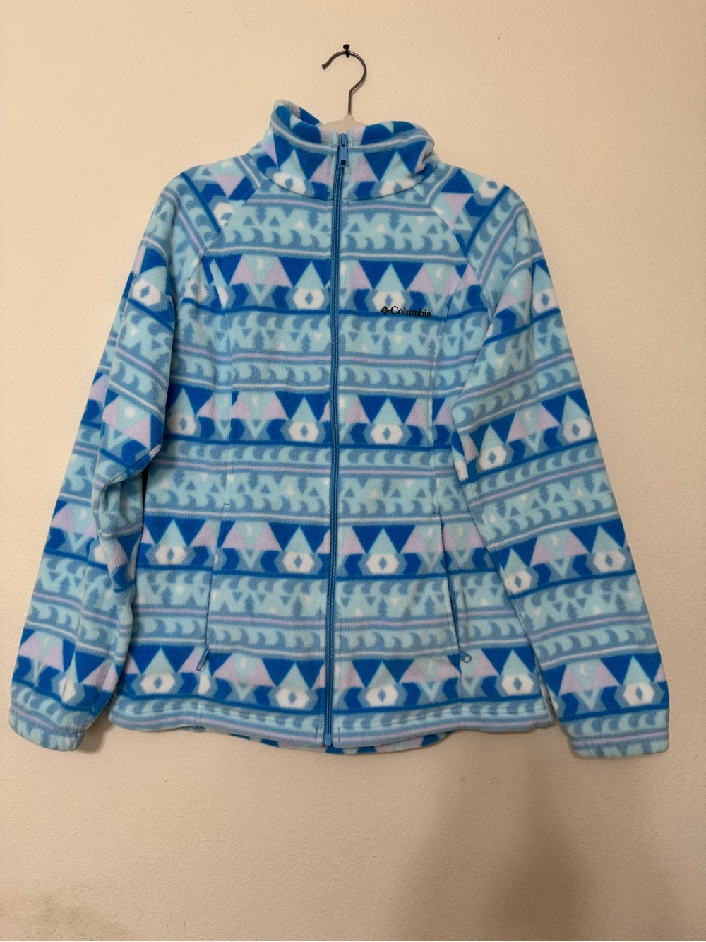 Columbia Blue & Light Blue Geometric Fleece Ski Jacket